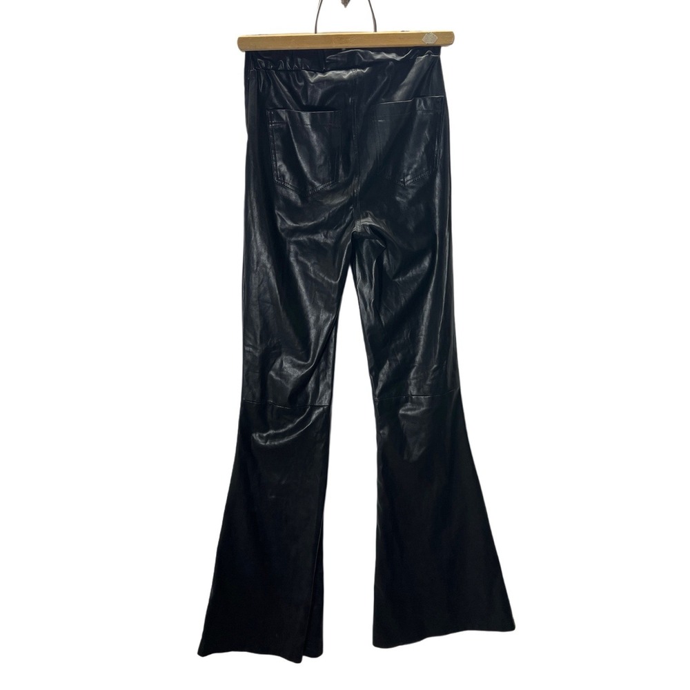 BLANKNYC Womens Black Faux Leather High Rise Flare Pants Size 25